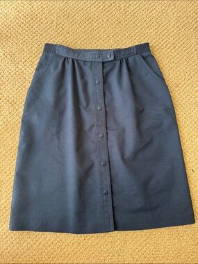 Vintage Lilys Of Beverly Hills Women's Navy Button-Front Pencil Skirt size 10